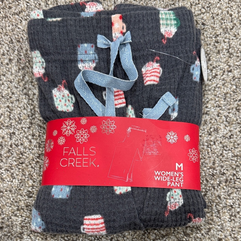 Falls Creek Dark Gray Pajama Pants with Festive Mug Print
